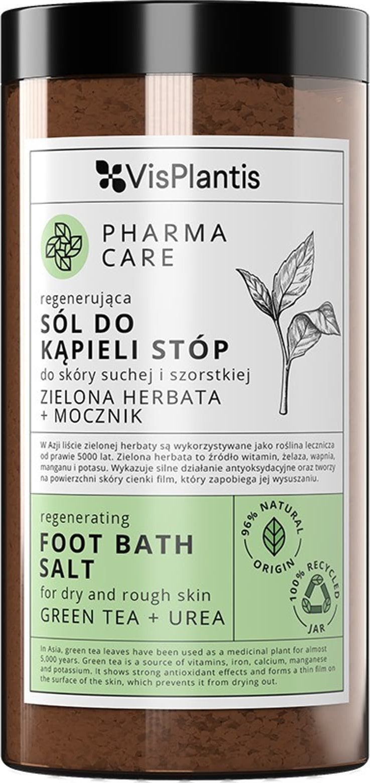 Vis Plantis VIS PLANTIS Pharma Care Regenerująca sól do kąpieli stóp do skóry suchej i szorstkiej Zielona herbata + Mocznik 560 g