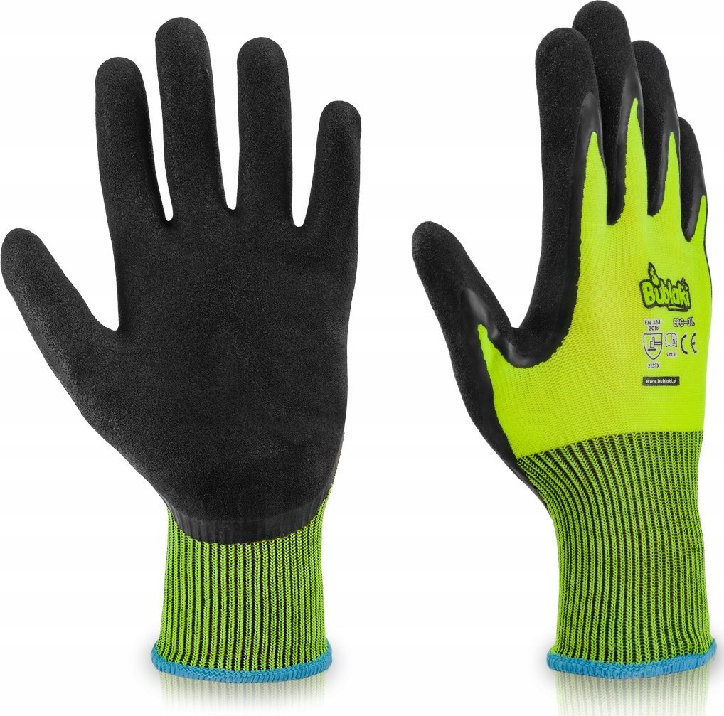 Wygodne Rękawice ochronne Bublaki BPG-01L rozm. L/9 Podwójnie powlekane Certyfikowane