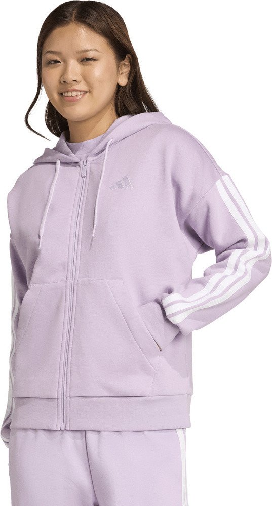 Bluza damska adidas Essentials 3-Stripes Full-Zip Fleece Hoodie fioletowa JY3080 XL