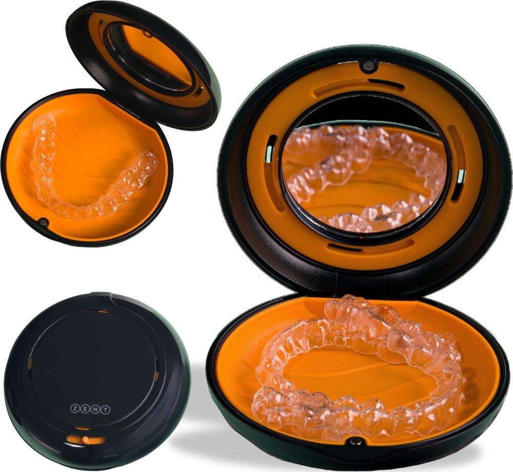 Etui pudełko na nakładki INVISALIGN aparat protezy z lusterkiem czarne ZENT