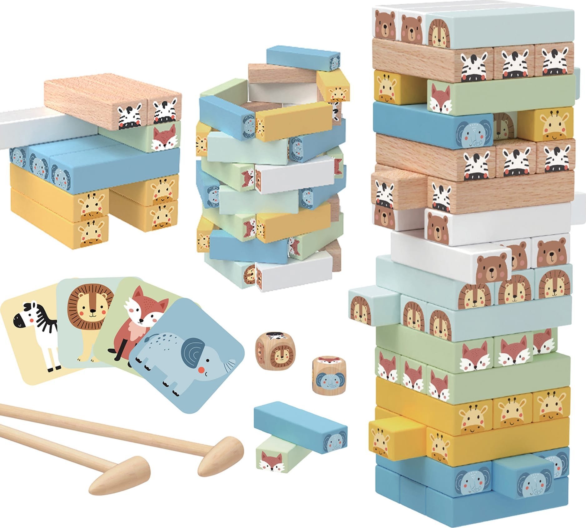 WOOPIE GREEN Gra Zręcznościowa "Chwiejąca Wieża" Zwierzęta 82 el. FSC