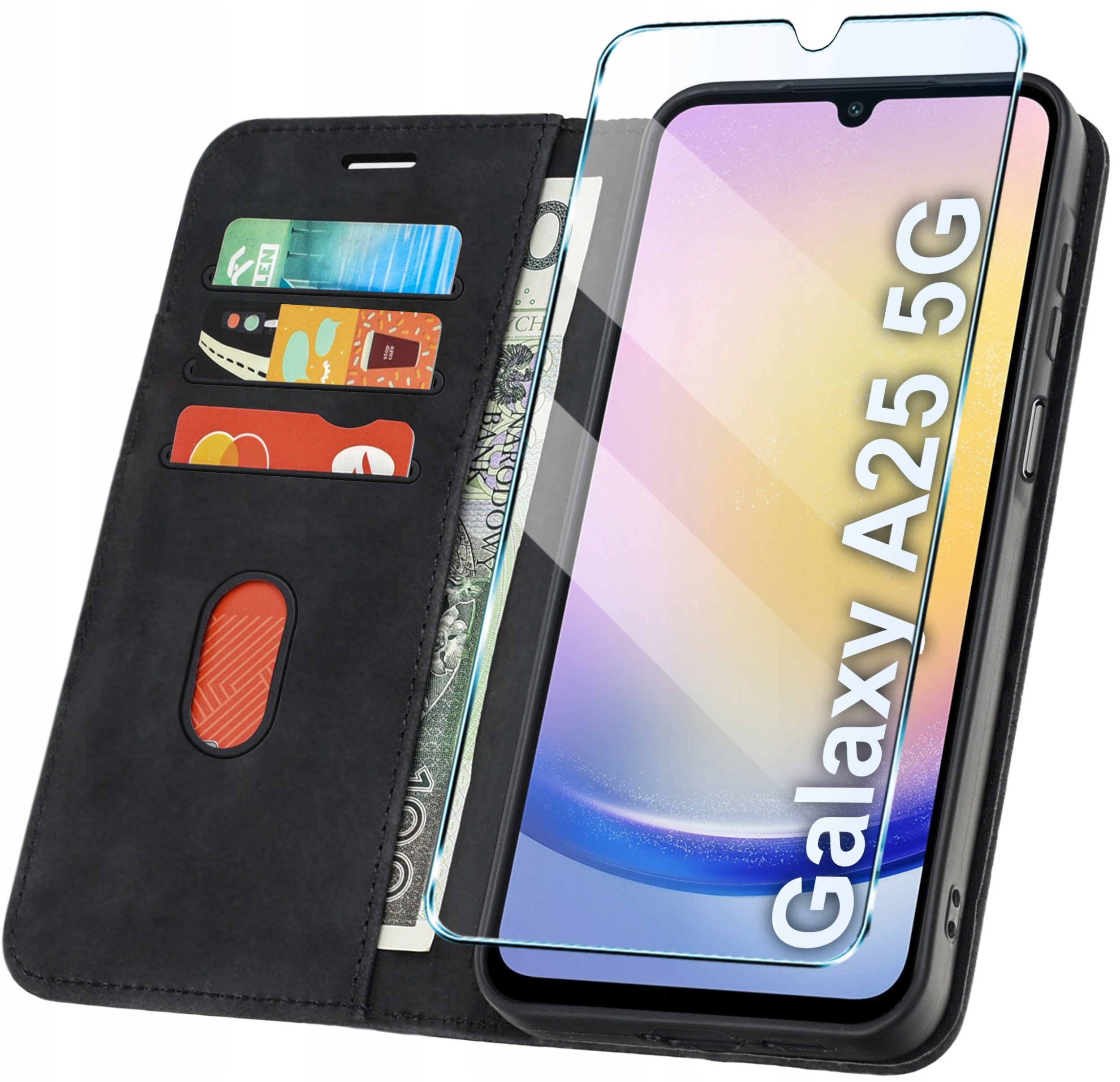 krainaGSM ETUI z klapką do Samsung A25 5G Zamykane Magnetyczne Kabura + Szkło