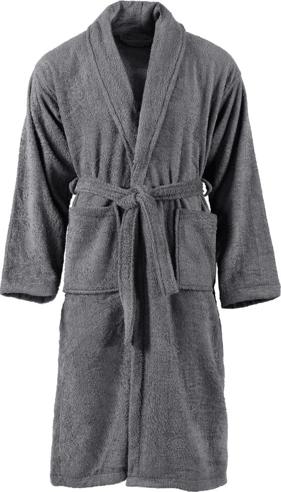 vidaXL Szlafrok unisex z frotte, 100% bawełna, antracyt, rozmiar XXL