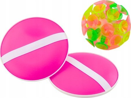 LeanToys Gra Zręcznościowa Paletki Okrągłe Piłka Z Przyssawkami Różowy
