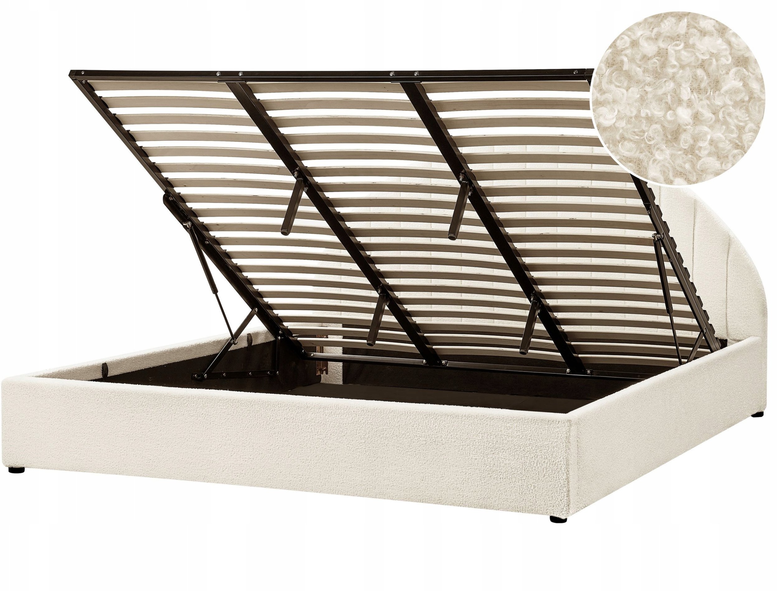 Łóżko z pojemnikiem Boucle CHADENET 180 x 200 cm Złamana biel