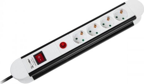 Listwa zasilająca Rebel Tools URZ przeciwprzepięciowa 4 gniazda 1.5 m biało-czarna (URZ3068-1,5B)