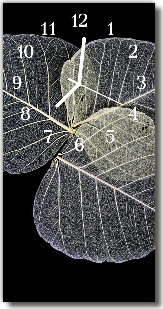 Tulup Zegar szklany Natura Liście roślina szary 30x60 - 4856512