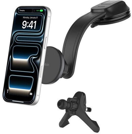 BELKIN MAGNETIC CAR MOUNT WITH/15W QI2 WIRELESS CHARGING FOR AI