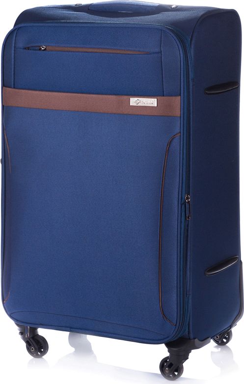 Solier Duża walizka miękka L Solier STL1316 granatowo-brązowa uniwersalny