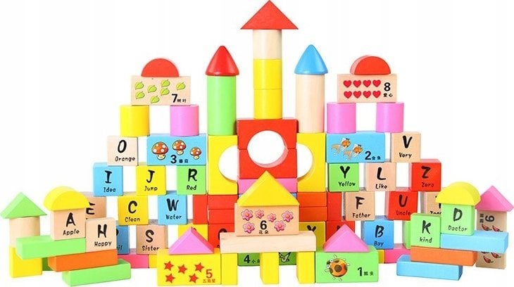 iBOX Drewniany zestaw klocków100 elementów