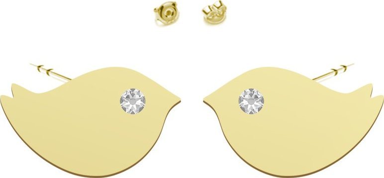 Radziszewska Jewellery Kolczyki z Ptaszkiem srebro pozłacane
