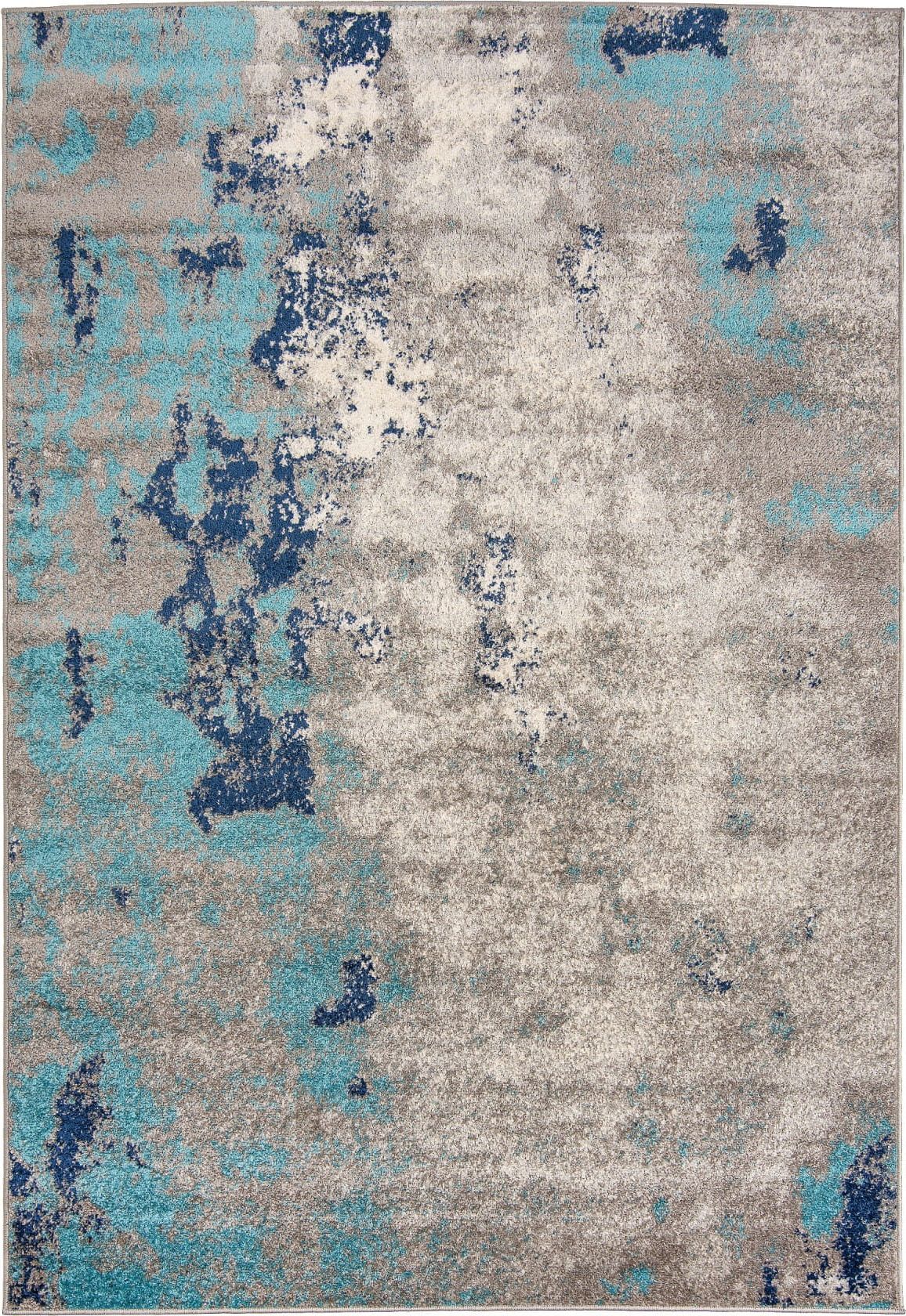 Carpetpol Dywan vintage szary turkus niebieski nowoczesny H172A DARK TURQUOIS SPRING (0.80*2.50)
