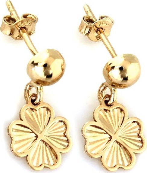 Lovrin Złote kolczyki 375 wiszące koniczynki