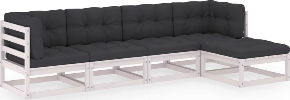 vidaXL 5-cz. zestaw wypoczynkowy do ogrodu, z poduszkami, lita sosna