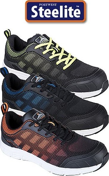 Portwest FT15 Steelite Tove S1P - półbut roboczy o sportowym kroju, cholewka siatkowa, stalowy podnosek i wkładka antyprzebiciowa - czarno-zielony 44