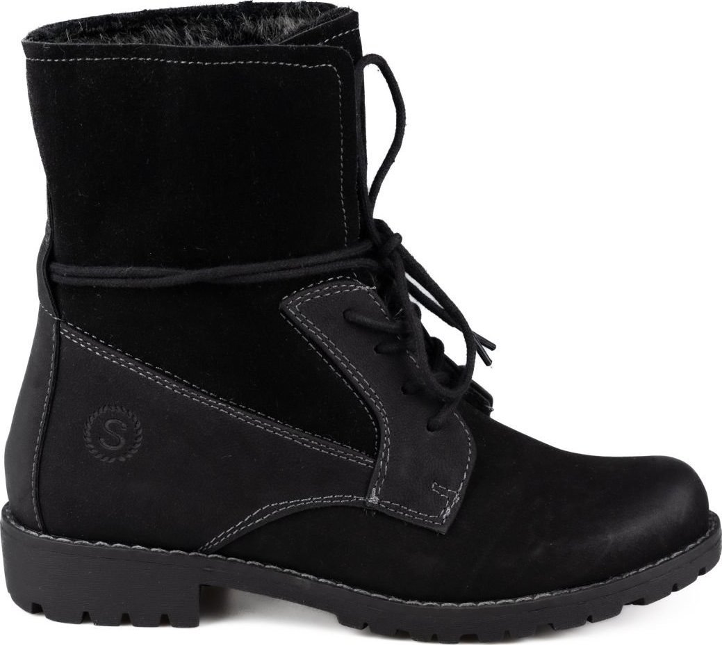 Sergio Leone Botki traperki wiązane z dwóch materiałów czarne Sergio Leone-36