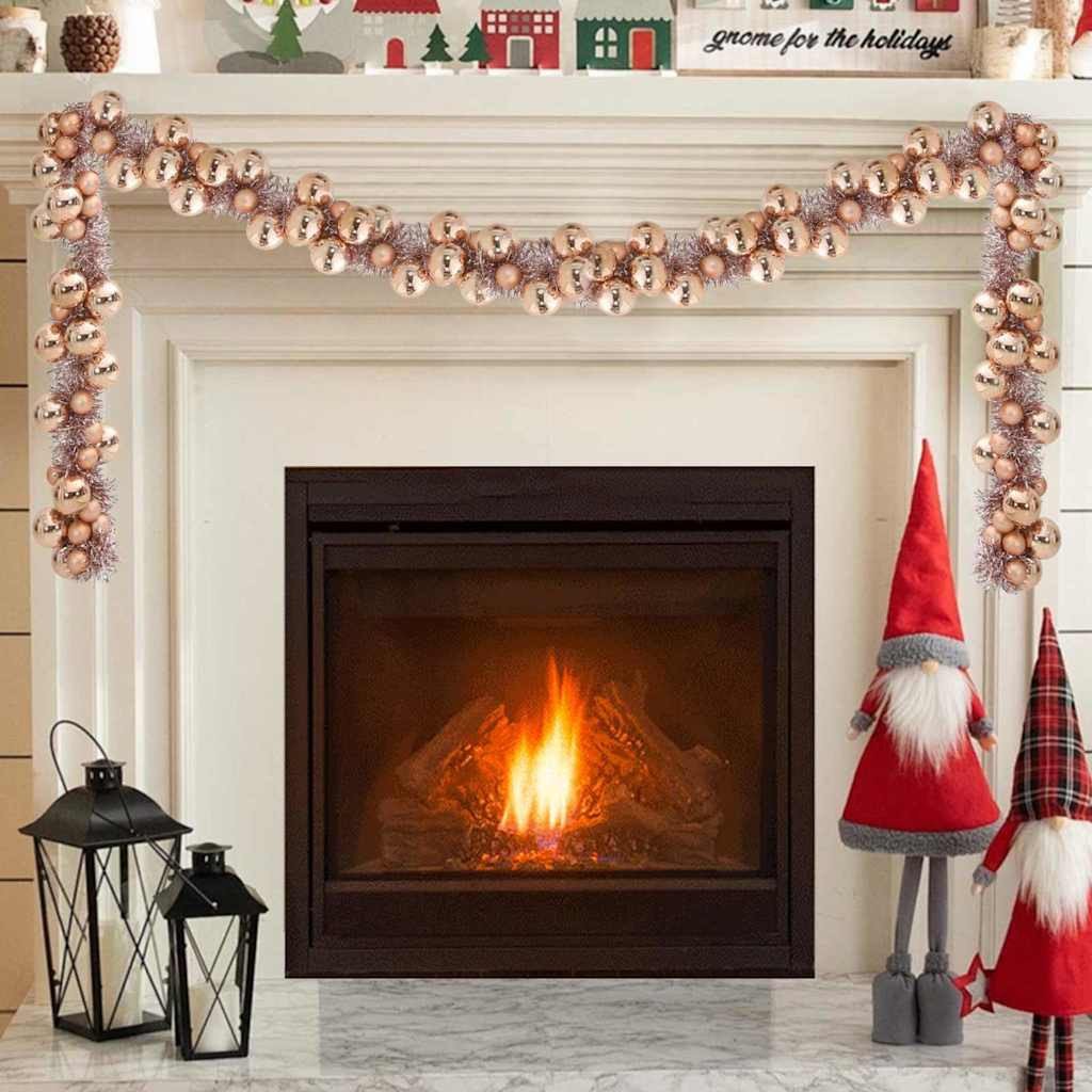 vidaXL Girlanda z bombek świątecznych Różowe złoto 186 cm polistyren