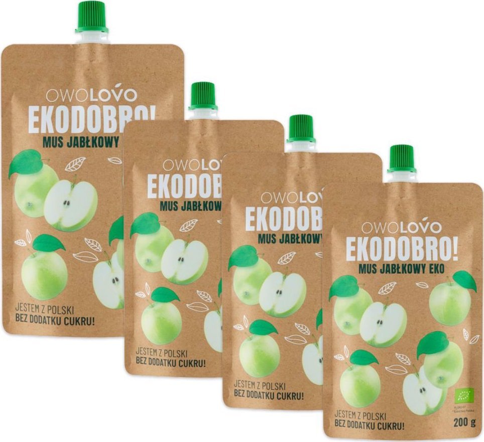 Owolovo OWOLOVO EKODOBRO! Mus jabłkowy eko 200 g x 4 sztuk