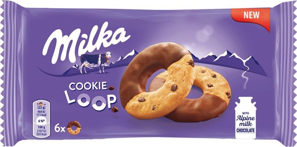 Milka Milka Cookie Loops Ciastka z kawałkami czekolady 132 g (6 sztuk)