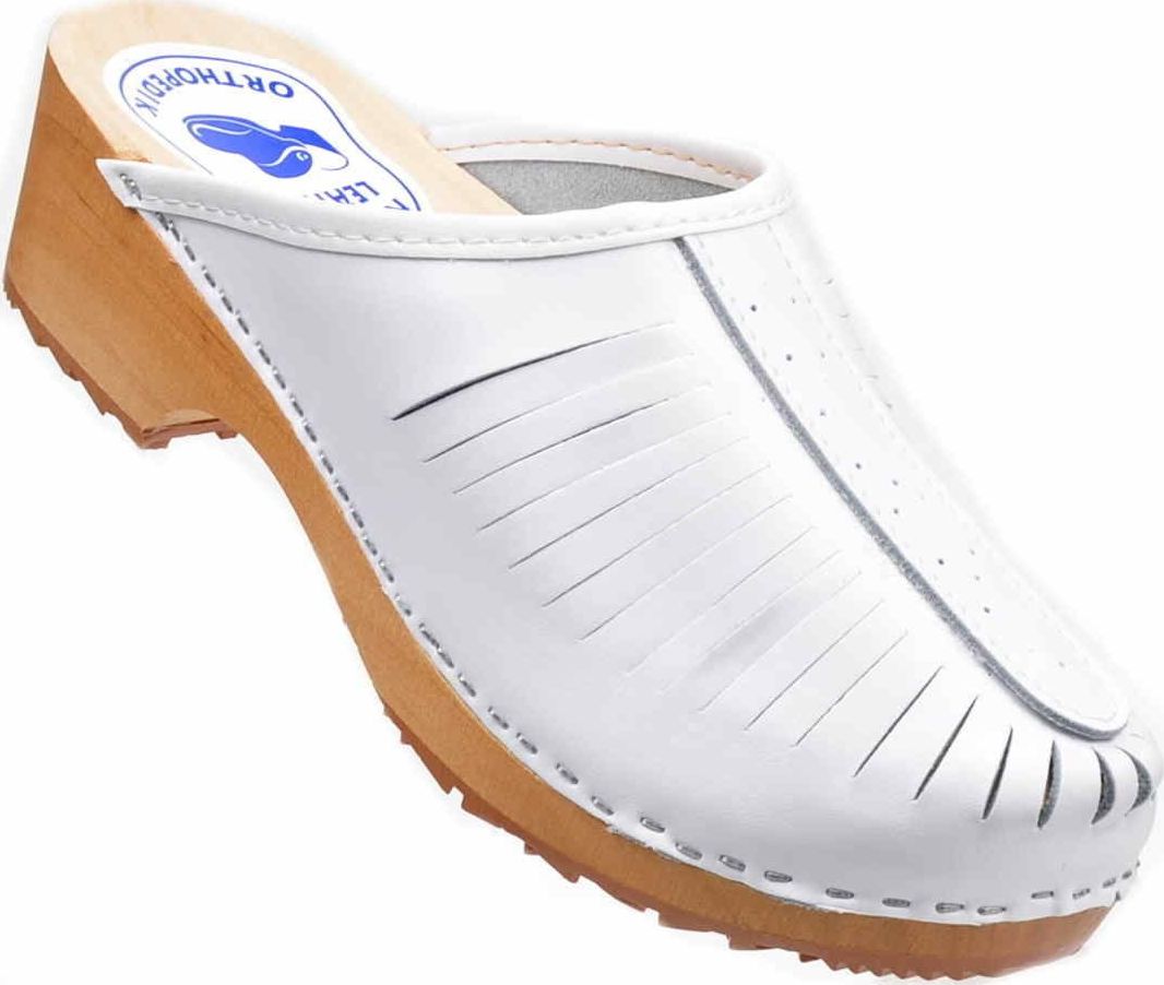 Pantofelek24 Kryte drewniaki chodaki trepy klapki Białe /F8-1 Ae637 S330/ 37