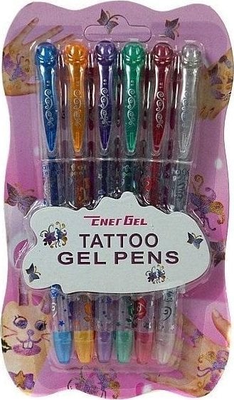Długopisy żelowe do tatuażu 6 kolorów