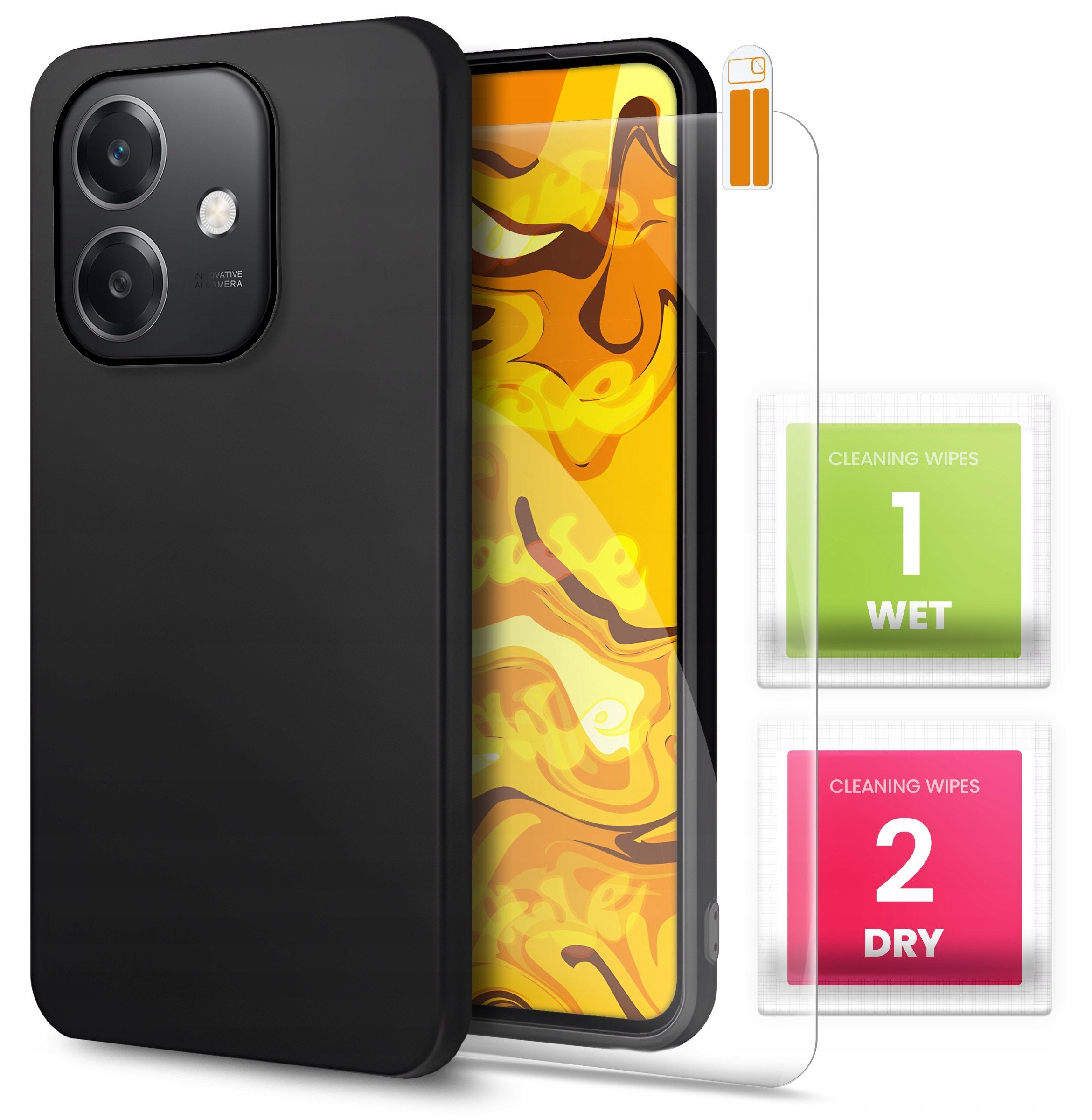 ETUI DO OPPO A40 4G / A40M 4G / A60 5G OBUDOWA CZARNE MATOWE PLECKI SZKŁO