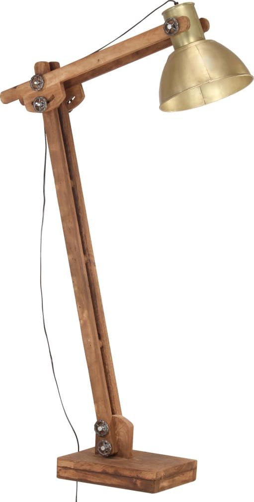 Lampa podłogowa vidaXL Lampa podłogowa mosiądzu E27 lite drewno mango VidaXL