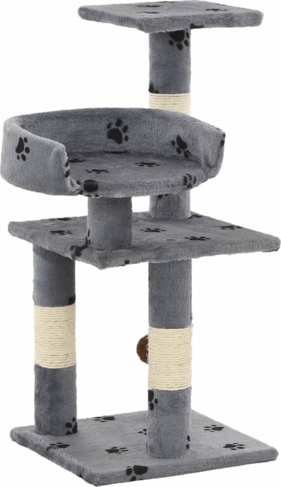 vidaXL Drapak dla kota ze słupkami sizalowymi, 65 cm, szary w łapki