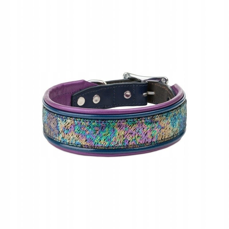 Obroża skórzana, 42-49 cm/42 mm, fioletowa
