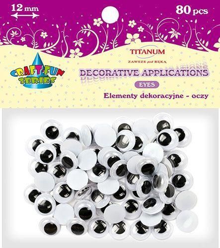 Titanum Oczy ruchome 12mm bez kleju 80 sztuk, CRAFT-FUN