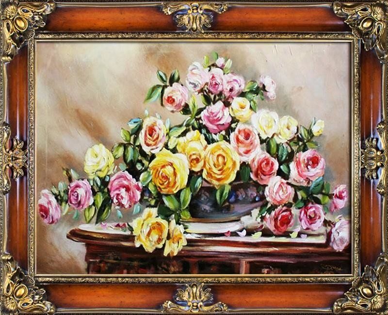 GO-BI Obraz "Roze" ręcznie malowany 85x115cm