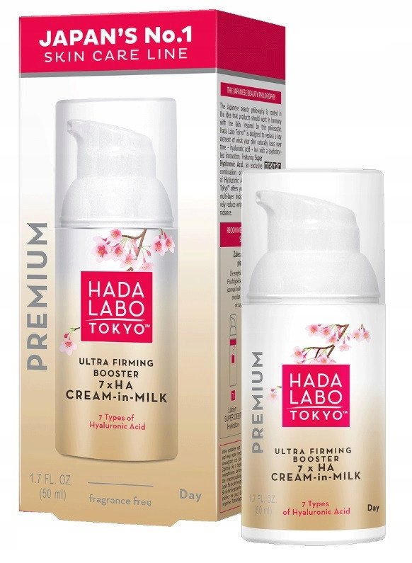 Hada Labo Tokyo, Premium, 7 x Ha, Firming & Radiance, Milk Cream, Face, 50 ml For Women