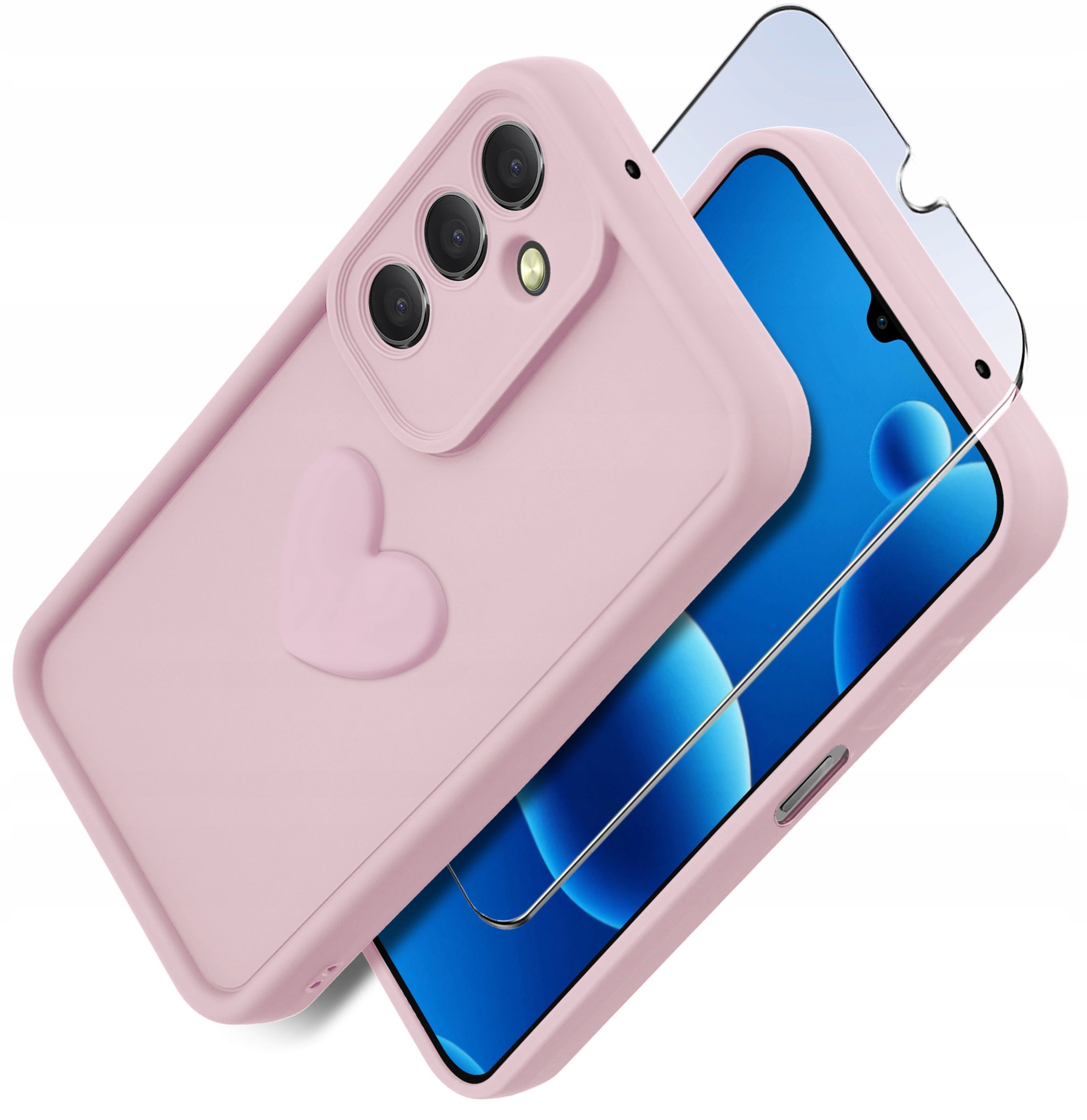 Etui do Samsung A26 5G silikonowe MATOWE serce + Szkło ochronne 9H