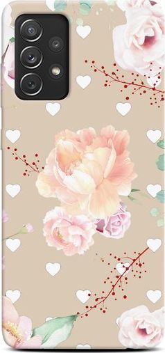 CaseGadget CaseGadget ETUI NADRUK BIAŁE SERCA I RÓŻE SAMSUNG GALAXY A72 / A72 5G standard