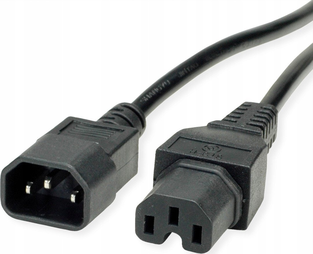 Kabel zasilający Value Kabel zasilający IEC320/C14 męski - C15 żeński, czarny, 1,8 m