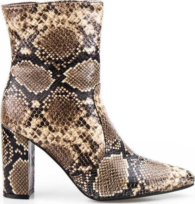 Estetino Botki damskie na słupku wężowe khaki-39