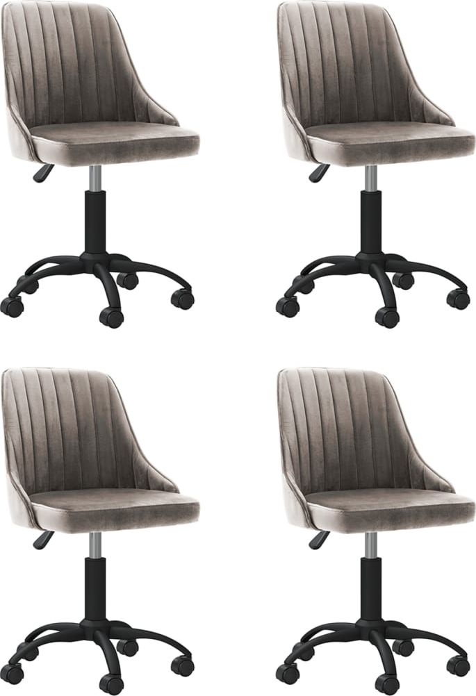 vidaXL Obrotowe krzesła stołowe, 4 szt., jasnoszare, obite aksamitem