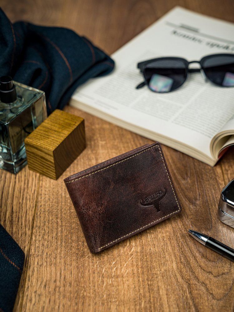 Buffalo Wild Poręczny Męski Portfel Buffalo Wild Skórzany RFID