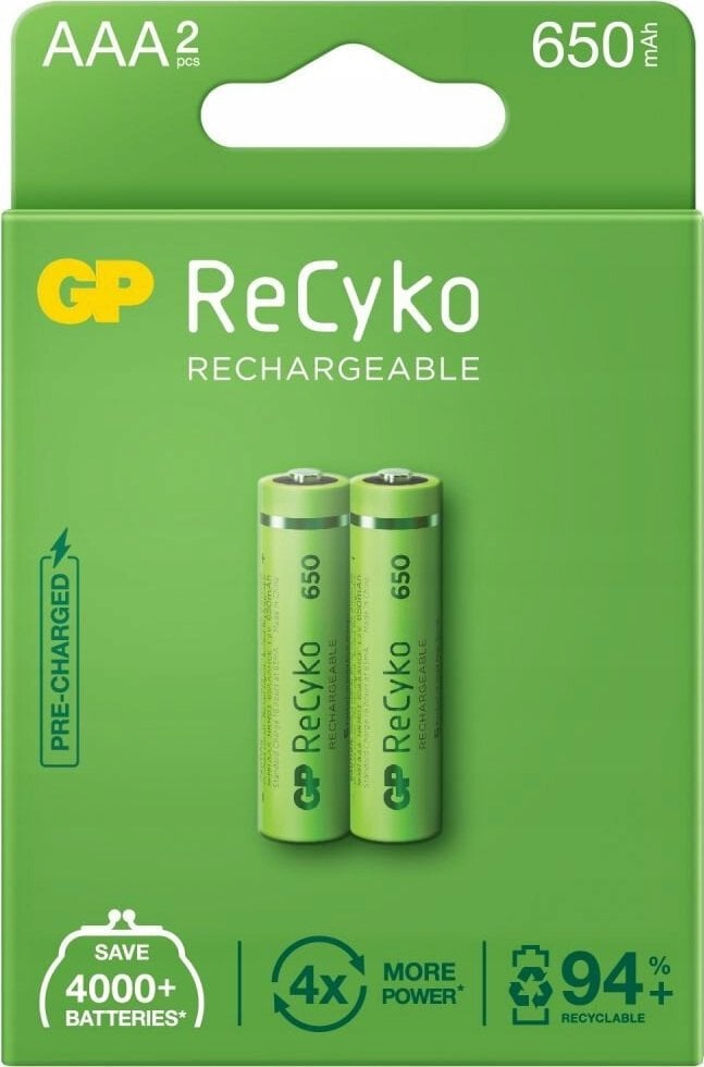 GP Recyko Akumulatorki AAA / R03 GP ReCyko 650 Series Ni-MH 650mAh - 2 sztuki
