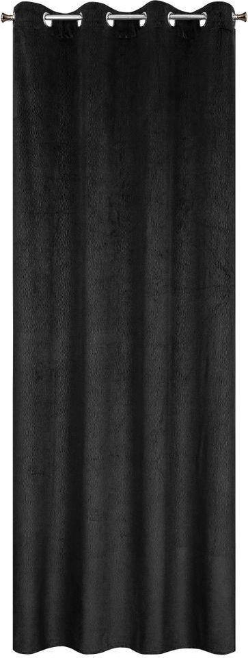 Eurofirany Zasłona Velvet Lili 140 x 250 Przelotka Czarny