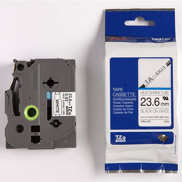 Brother Oryginalna taśma do drukarek etykiet, czarna druk/biały podkład, 1.5m, 23.6mm (HSE251)