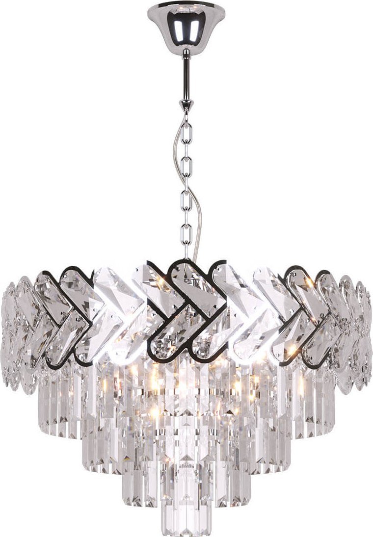 Lampa wisząca Kaja Pałacowa lampa wisząca Toscana do holu srebrna łańcuch