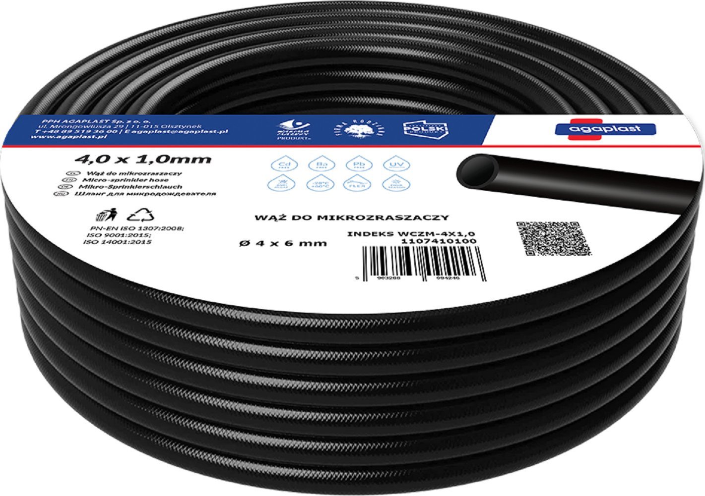 Agaplast Wąż do mikrozraszaczy Vartco 4,0mm x 1,0mm 50mb