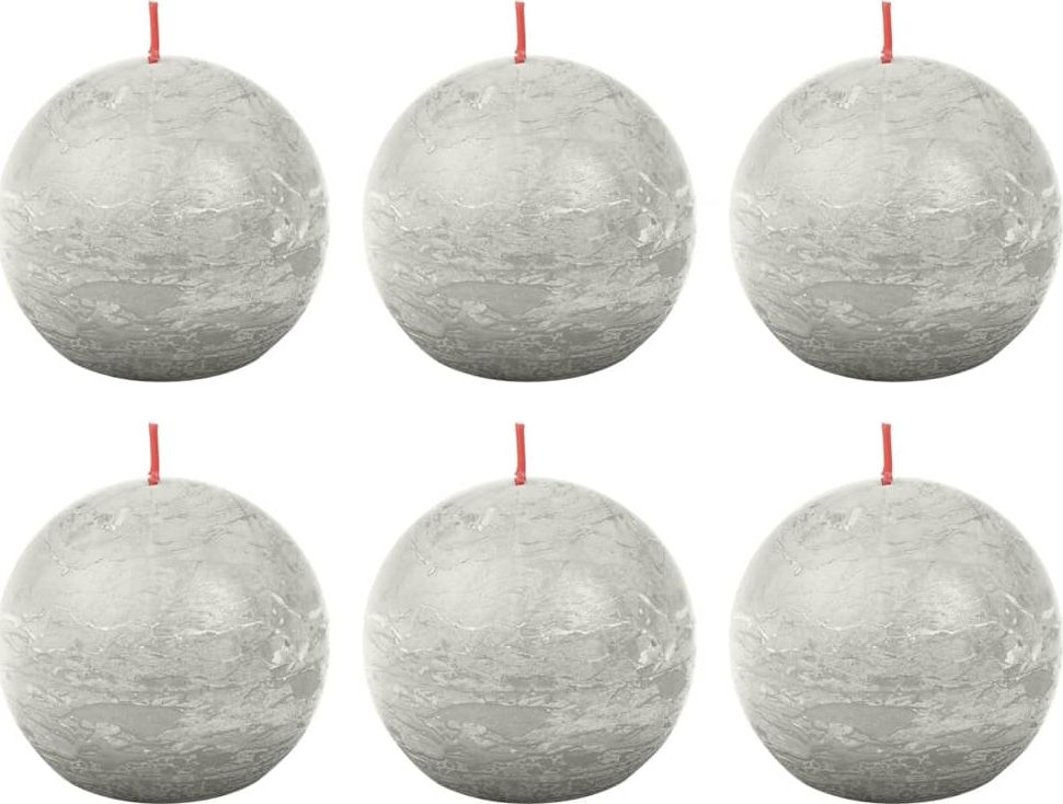 Bolsius Bolsius Rustykalne świece kule Shine, 6 szt., 76x190 mm, szare