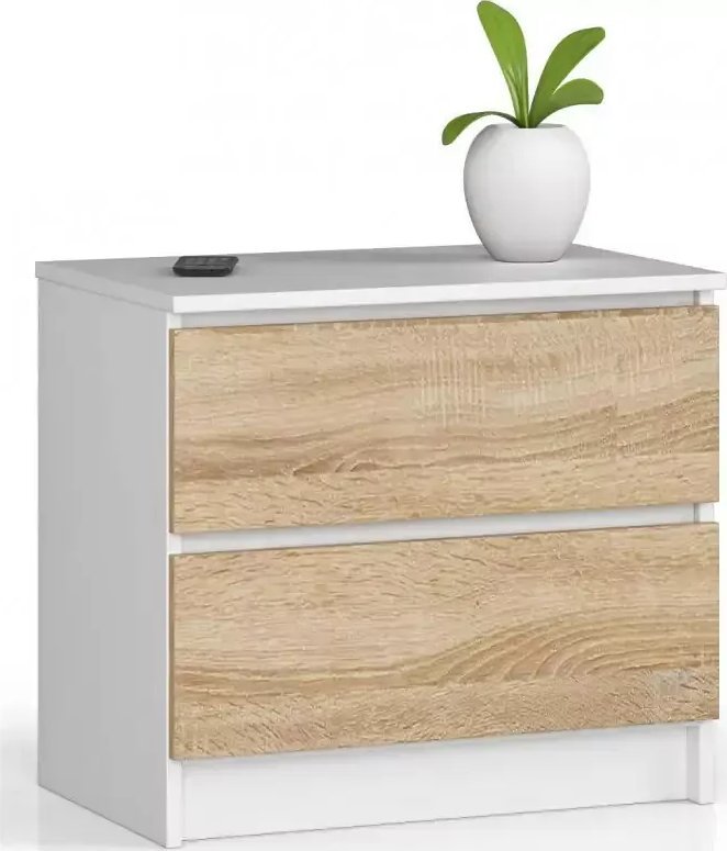 Elior Skandynawska komoda do salonu biała + dąb sonoma - Parin 3X