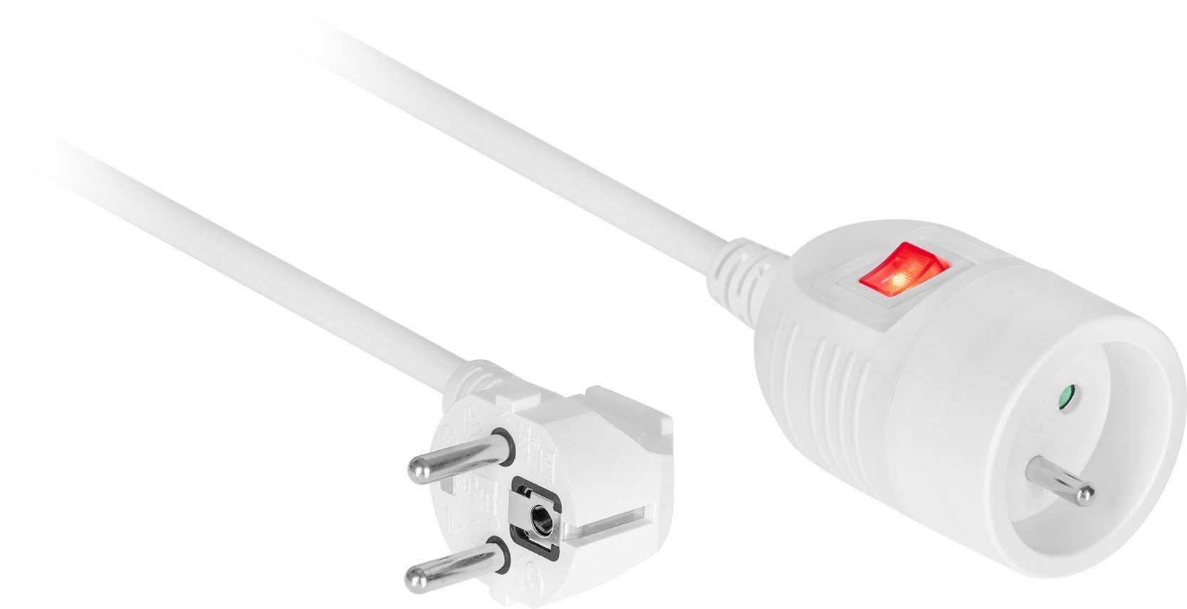 Przedłużacz sieciowy Rebel wtyk - gniazdo 3m , z przełącznikiem