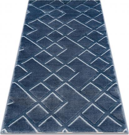Dywany Łuszczów Dywan AKRYL VALS 3232 Geometryczny przestrzenny 3D niebieski, 70x140 cm