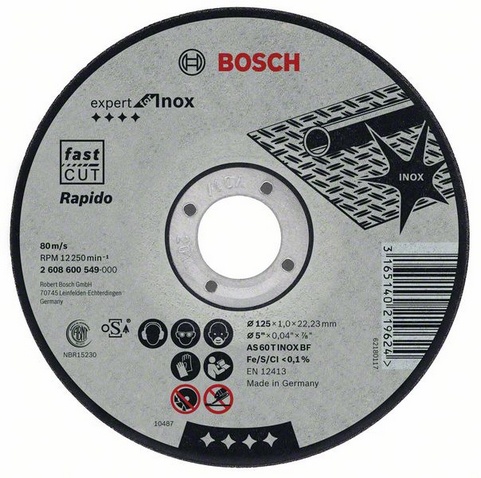 Bosch Tarcza tnąca prosta Expert for Inox – Rapido 115x22x1,0mm 2608600545