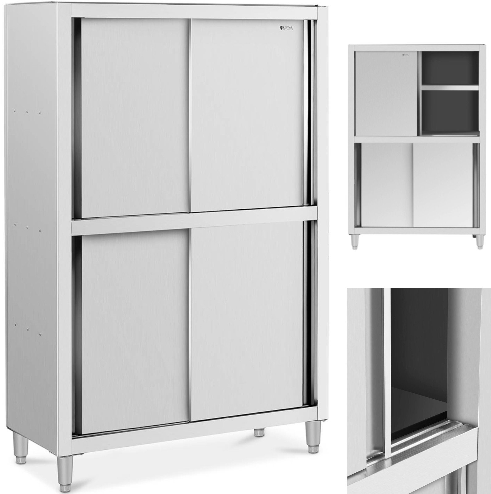 Szafa gastronomiczna magazynowa ze stali nierdzewnej drzwi suwane 120 kg 120 x 50 x 180 cm Szafa gastronomiczna magazynowa ze stali nierdzewnej drzwi