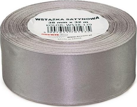 Wstążka satynowa srebrna 38mmx32m